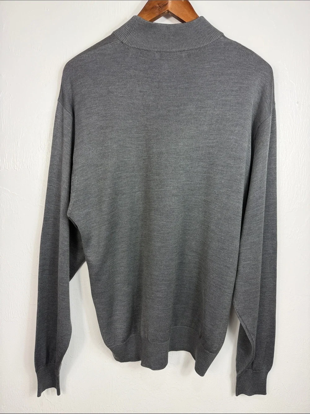 Anthology 100% Silk Gray Mock Neck Knit Sweater Long Sleeve Size L Lightweight